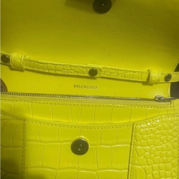 Balenciaga Neon Yellow Croc-Embossed Clutch - Picture 4 of 7